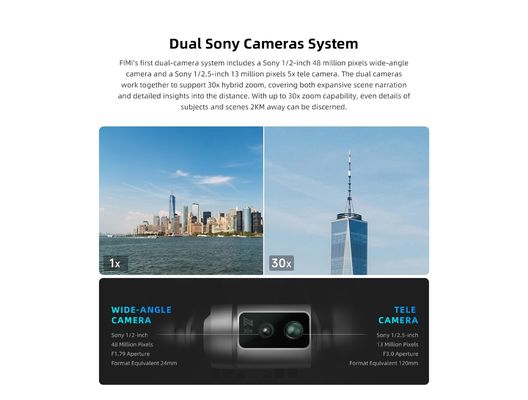 3-axis Gimbal Camera Drone Fimi X8 Tele 4k 60fps Brushless Motor for 37mins Flight Time