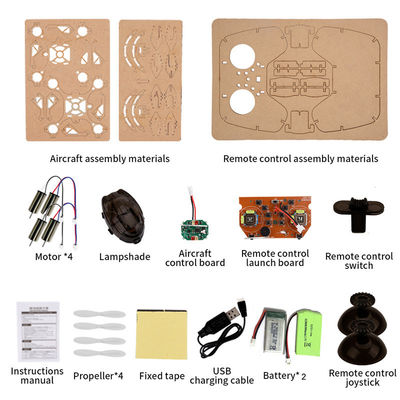 2.4g Remote Control Quadcopter Set Bemay Toy Wooden Assemble Educational Rc Drone Kit