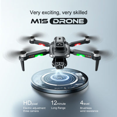 Effortless Flying M1s Drone With 4k Hd 3 Lens Camera Wifi Fpv Brushless 360 Degree Rolling Obstacle Avoidance Quadcopter