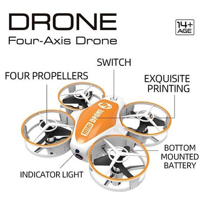 Mini Remote-Controlled Toy Aircraft with 360 Rotation and Led Lights State of Assembly Ready-to-Go X11 ORANGE
