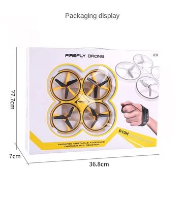 YELLOW D10H Popular Design Customizable Design Toy Plane Gesture Control Drone With Led Lights For Children Remote Distance 80m