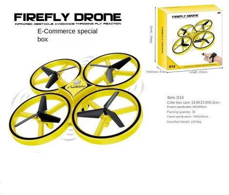 YELLOW D10H Popular Design Customizable Design Toy Plane Gesture Control Drone With Led Lights For Children Remote Distance 80m