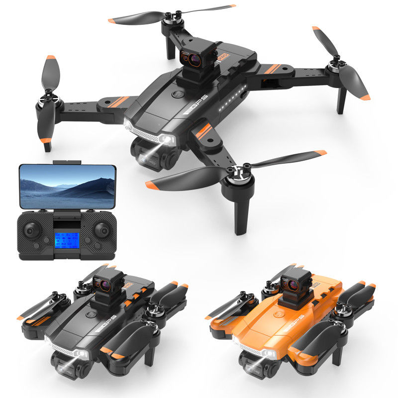 HD Camera and HD Aerial Photography Quadcopter Remote Control S1 Brushless Laser Obstacle Avoidance Drone Black Orange
